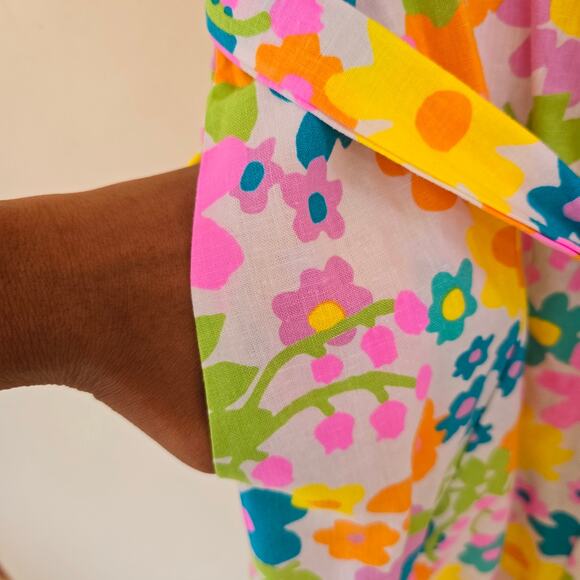 New Show Me Your Mumu Amalfi Coast Midi Dress Floral Linen Petal Women's Size L - Picture 6 of 12